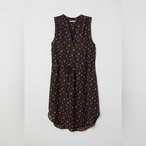 H&M| Navy and Orange Floral Mini Dress Sz 6